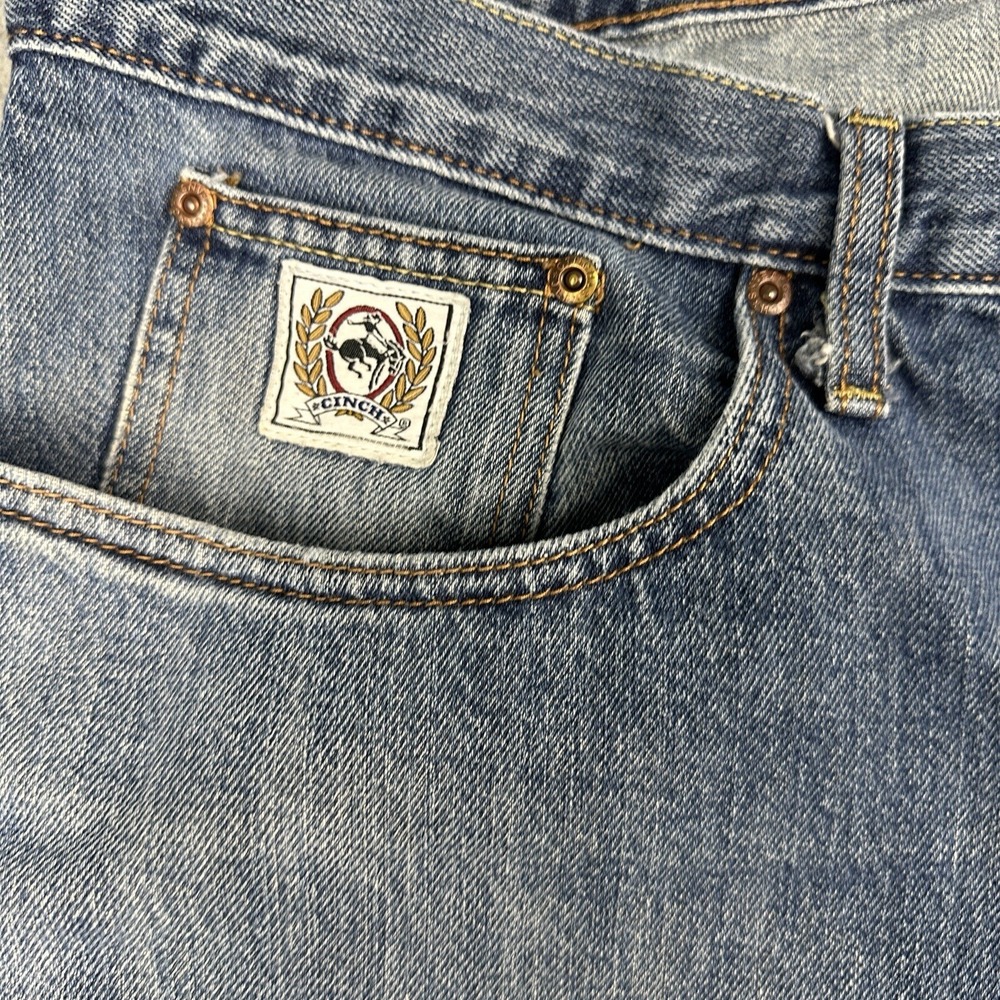 Cinch Denim Shorts Mens 42 Blue Distressed Cutoff Jorts 9" Western Cowboy Wear - Picture 4 of 12